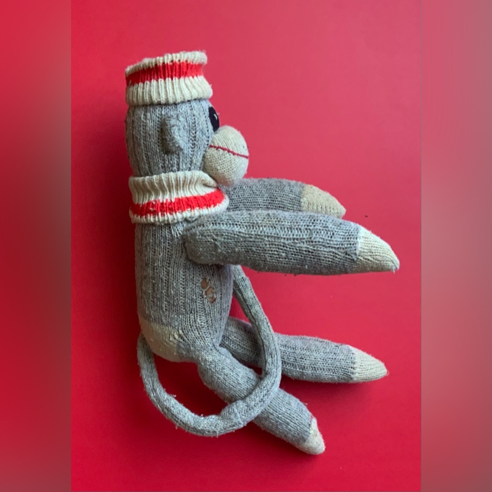 Vintage Gray Knit Sock Monkey - Picture 7 of 12